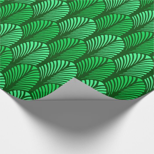 Art Deco Feather Pattern, Emerald Green Cadeaupapier (Hoek)