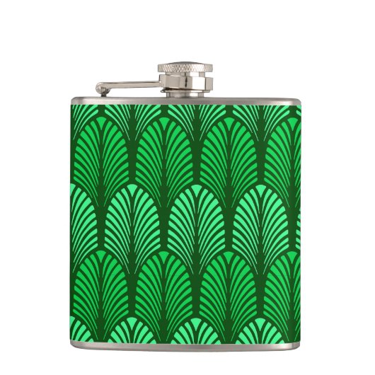 Art Deco Feather Pattern, Emerald Green Heupfles (Voorkant)
