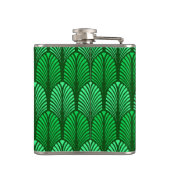 Art Deco Feather Pattern, Emerald Green Heupfles (Achterkant)