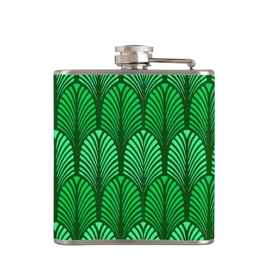 Art Deco Feather Pattern, Emerald Green Heupfles (Achterkant)