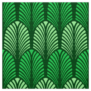 Art Deco Feather Pattern, Emerald Green Stof