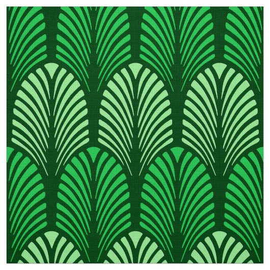Art Deco Feather Pattern, Emerald Green Stof (Swatch)