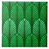 Art Deco Feather Pattern, Emerald Green Tegeltje (Voorkant)
