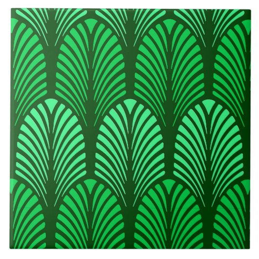 Art Deco Feather Pattern, Emerald Green Tegeltje (Voorkant)