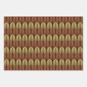 Art Deco Feather Pattern, Fuchsia, Aqua & Brown Inpakpapier Vel (Voorkant 3)