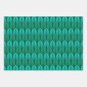 Art Deco Feather Pattern, Fuchsia, Aqua & Brown Inpakpapier Vel (Voorkant 2)