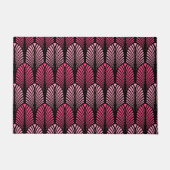 Art Deco Feather Pattern, Fuchsia Pink en Black Deurmat (Voorkant)