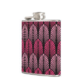 Art Deco Feather Pattern, Fuchsia Pink en Black Heupfles (Links)