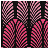 Art Deco Feather Pattern, Fuchsia Pink en Black Stof (Close Up)