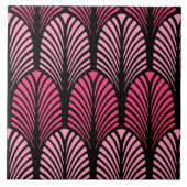 Art Deco Feather Pattern, Fuchsia Pink en Black Tegeltje (Voorkant)