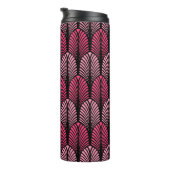 Art Deco Feather Pattern, Fuchsia Pink en Black Thermosbeker (Geroteerd rechts)