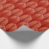 Art Deco Feather Pattern, Mandarijns Oranje Cadeaupapier (Hoek)