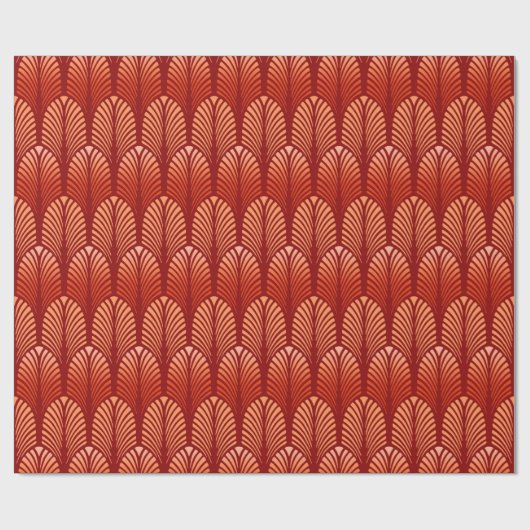 Art Deco Feather Pattern, Mandarijns Oranje Cadeaupapier (Vlak)