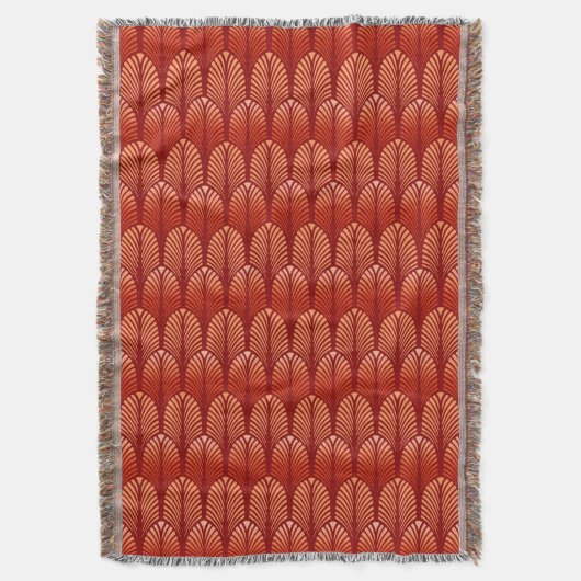 Art Deco Feather Pattern, Mandarijns Oranje Deken (Voorkant Verticaal)