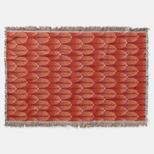 Art Deco Feather Pattern, Mandarijns Oranje Deken