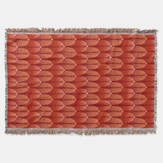 Art Deco Feather Pattern, Mandarijns Oranje Deken (Voorkant)