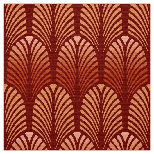 Art Deco Feather Pattern, Mandarijns Oranje Stof (Swatch)