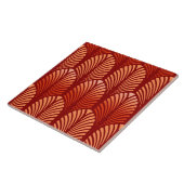 Art Deco Feather Pattern, Mandarijns Oranje Tegeltje (Zijkant)