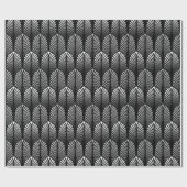 Art Deco Feather Pattern, Silver Grey en Black Cadeaupapier (Vlak)