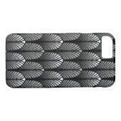 Art Deco Feather Pattern, Silver Grey en Black Case-Mate iPhone Case (Achterkant (Horizontaal))