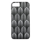 Art Deco Feather Pattern, Silver Grey en Black Case-Mate iPhone Case (Achterkant)