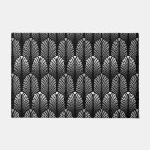 Art Deco Feather Pattern, Silver Grey en Black Deurmat (Voorkant)