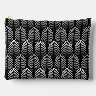Art Deco Feather Pattern, Silver Grey en Black Etui