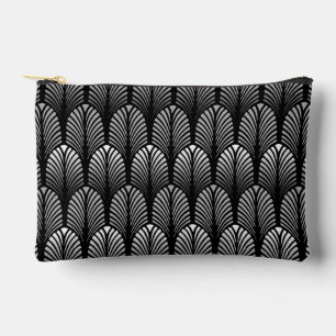 Art Deco Feather Pattern, Silver Grey en Black Etui
