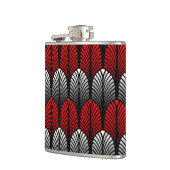 Art Deco Feather Pattern, Silver Grey en Red Heupfles (Links)