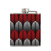 Art Deco Feather Pattern, Silver Grey en Red Heupfles (Achterkant)