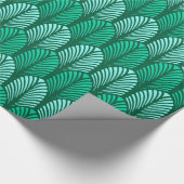 Art Deco Feather Pattern, Turquoise en Aqua Cadeaupapier (Hoek)