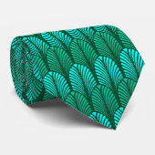 Art Deco Feather Pattern, Turquoise en Aqua Stropdas (Opgerold)