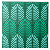Art Deco Feather Pattern, Turquoise en Aqua Tegeltje (Voorkant)
