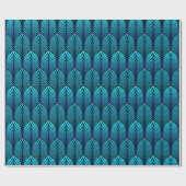 Art Deco Feather Pattern, Turquoise en Navy Cadeaupapier (Vlak)