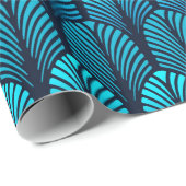 Art Deco Feather Pattern, Turquoise en Navy Cadeaupapier (Rol Hoek)