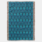 Art Deco Feather Pattern, Turquoise en Navy Deken (Voorkant Verticaal)