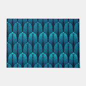 Art Deco Feather Pattern, Turquoise en Navy Deurmat (Voorkant)