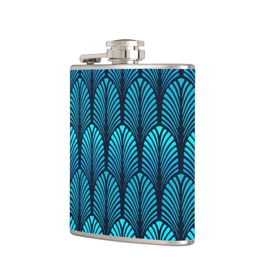 Art Deco Feather Pattern, Turquoise en Navy Heupfles (Links)