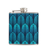 Art Deco Feather Pattern, Turquoise en Navy Heupfles (Voorkant)