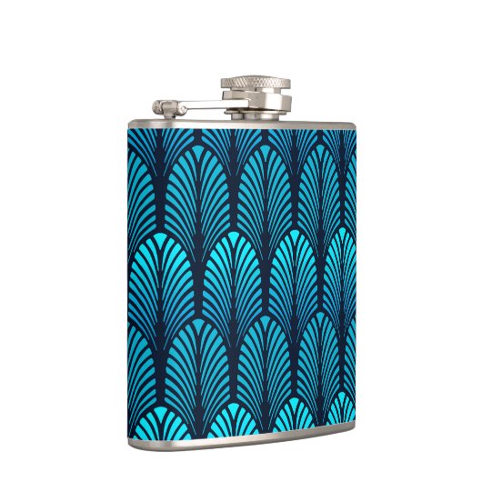Art Deco Feather Pattern, Turquoise en Navy Heupfles (Rechts)