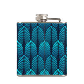 Art Deco Feather Pattern, Turquoise en Navy Heupfles (Achterkant)