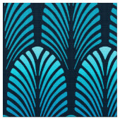 Art Deco Feather Pattern, Turquoise en Navy Stof (Close Up)