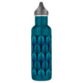 Art Deco Feather Pattern, Turquoise en Navy Waterfles (Links)