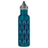 Art Deco Feather Pattern, Turquoise en Navy Waterfles (Rechts)