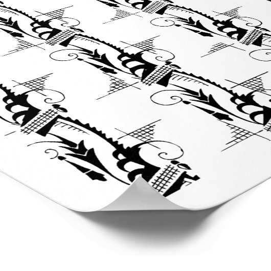 Art Deco Feathery Pattern Poster (Hoek)