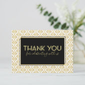 Art Deco Feest Black Gold Bedankkaart (Staand voorkant)