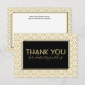 Art Deco Feest Black Gold Bedankkaart (Voorkant / Achterkant)