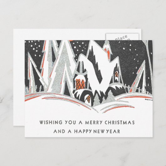 art deco feestdagenkaart (Voorkant / Achterkant)