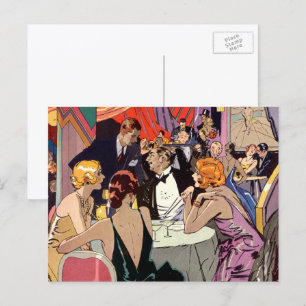 Art Deco feestje in nachtclub in vintage stijl Briefkaart