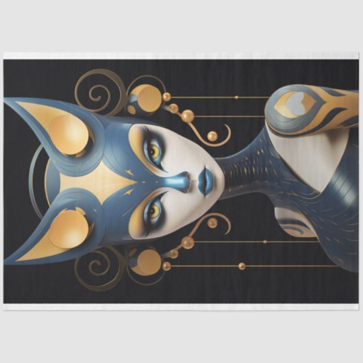 Art Deco Feline met Elegance Decoupage Tissuepapier (Voorkant)